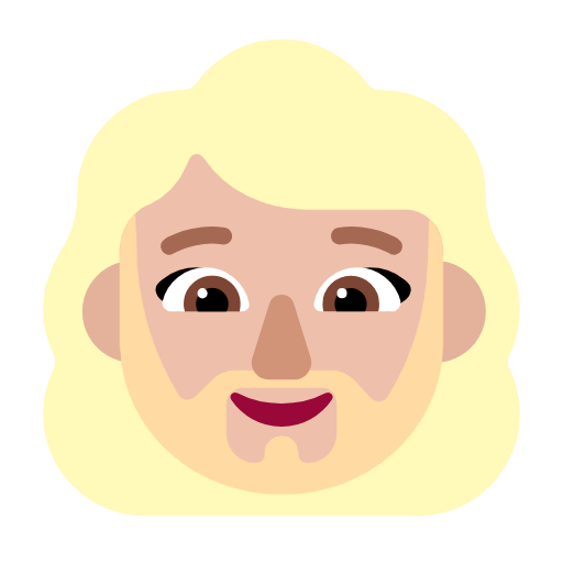 Woman: Beard: Medium-Light Skin Tone on Microsoft Fluent