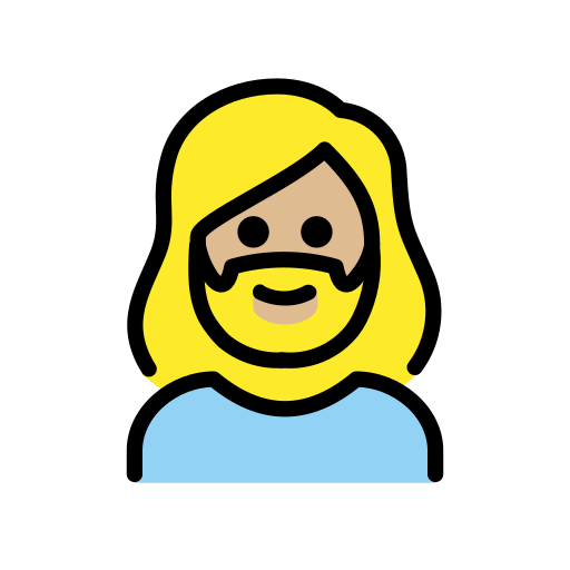 Woman: Beard: Medium-Light Skin Tone on OpenMoji