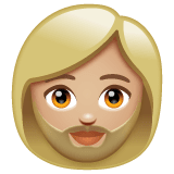 Woman: Beard: Medium-Light Skin Tone on WhatsApp