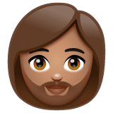 Woman: Beard: Medium Skin Tone on WhatsApp