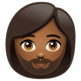 Woman: Beard: Medium-Dark Skin Tone on WhatsApp