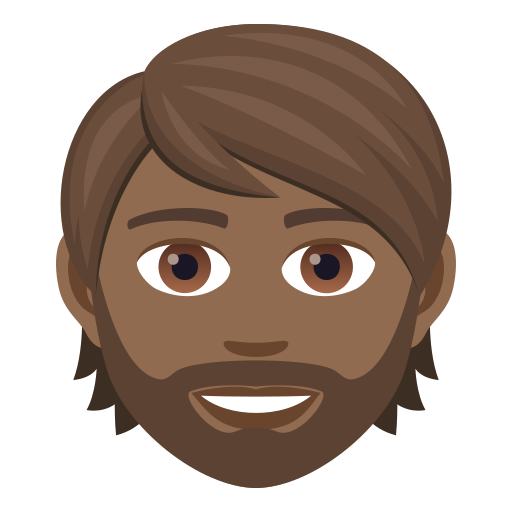 Bearded Person: Medium-Dark Skin Tone on JoyPixels