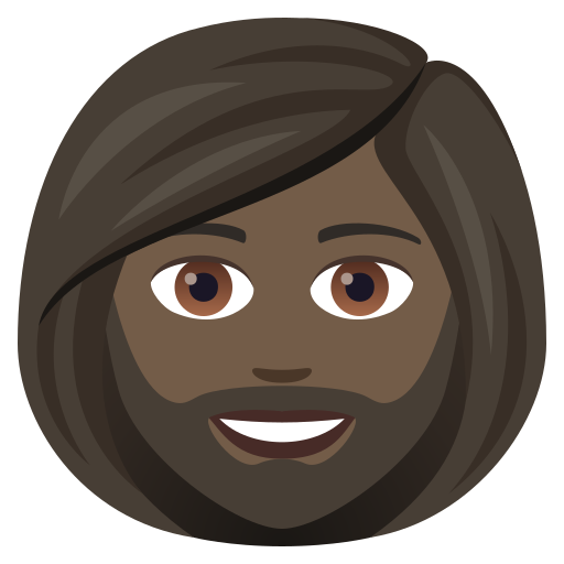 Woman: Beard: Dark Skin Tone on JoyPixels