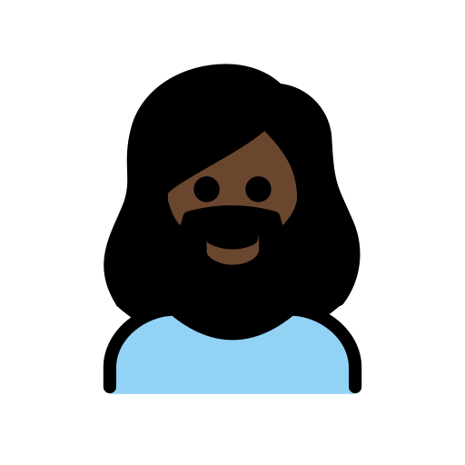 Woman: Beard: Dark Skin Tone on OpenMoji