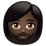 Woman: Beard: Dark Skin Tone on WhatsApp
