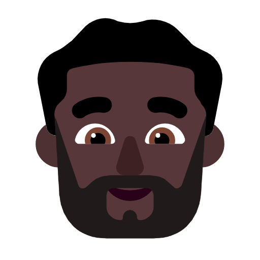Man: Beard: Dark Skin Tone on Microsoft Fluent