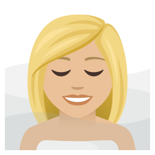 Woman In Steamy Room: Medium-Light Skin Tone on JoyPixels