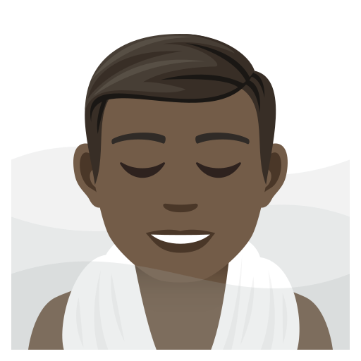 Man In Steamy Room: Dark Skin Tone on JoyPixels