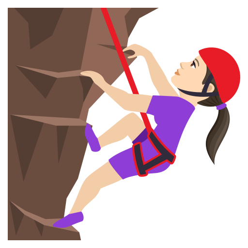 Woman Climbing: Light Skin Tone on JoyPixels