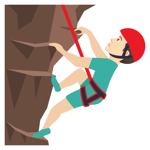 Man Climbing: Light Skin Tone on JoyPixels