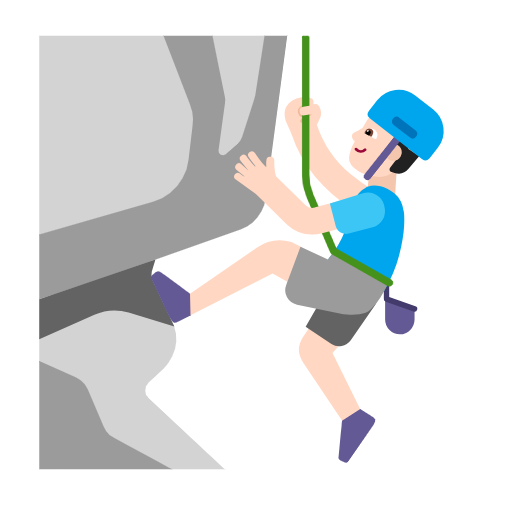 Man Climbing: Light Skin Tone on Microsoft Fluent