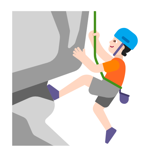 Person Climbing: Light Skin Tone on Microsoft Fluent