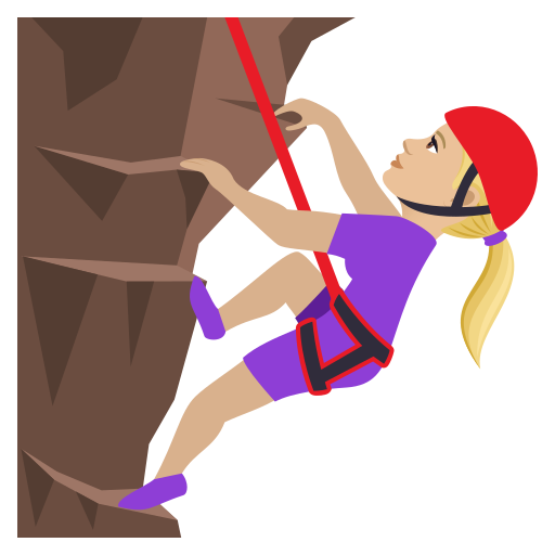 Woman Climbing: Medium-Light Skin Tone on JoyPixels