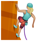 Woman Climbing: Medium-Light Skin Tone on WhatsApp