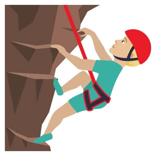 Man Climbing: Medium-Light Skin Tone on JoyPixels