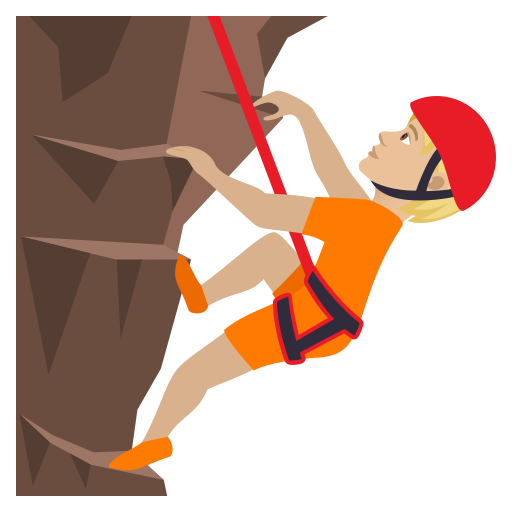 Person Climbing: Medium-Light Skin Tone on JoyPixels
