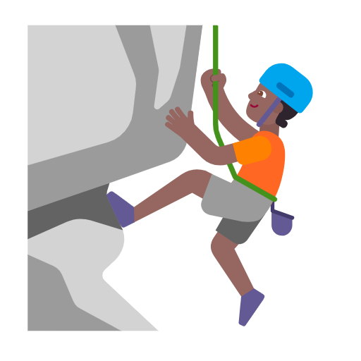 Person Climbing: Medium-Dark Skin Tone on Microsoft Fluent