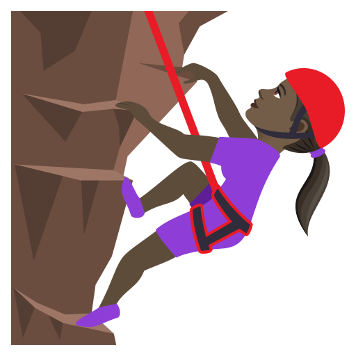 Woman Climbing: Dark Skin Tone on JoyPixels