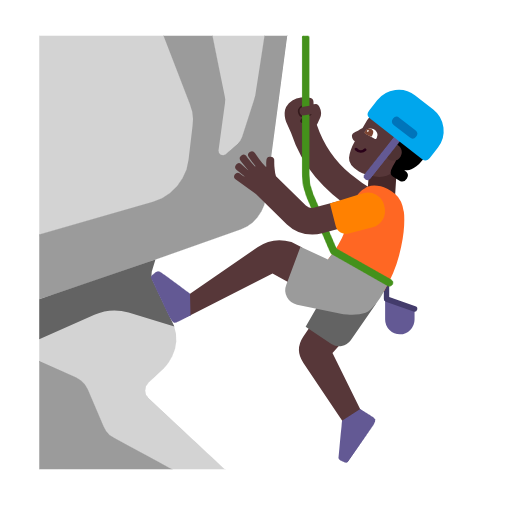Person Climbing: Dark Skin Tone on Microsoft Fluent