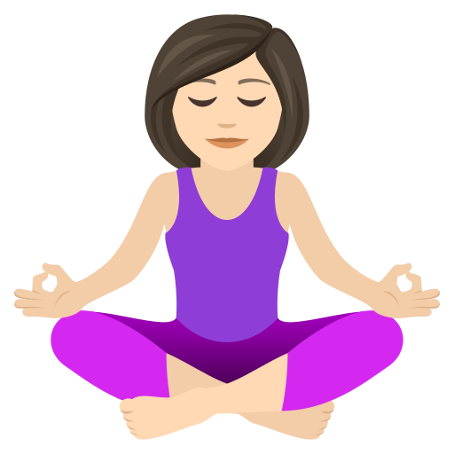 Woman In Lotus Position: Light Skin Tone on JoyPixels