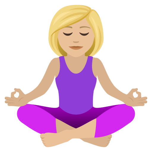 Woman In Lotus Position: Medium-Light Skin Tone on JoyPixels