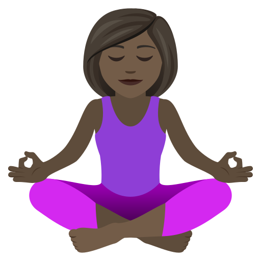 Woman In Lotus Position: Dark Skin Tone on JoyPixels
