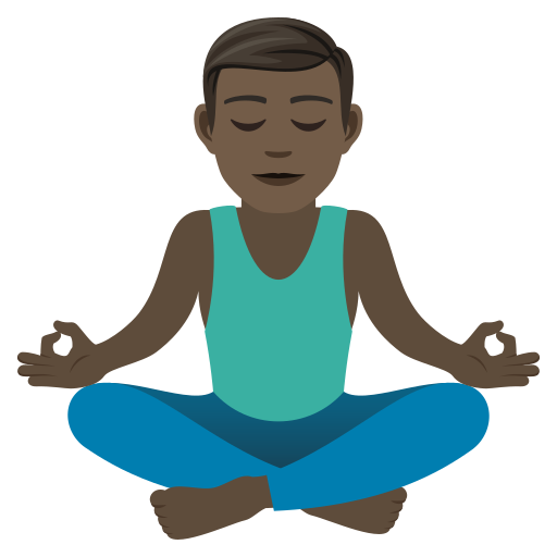 Man In Lotus Position: Dark Skin Tone on JoyPixels