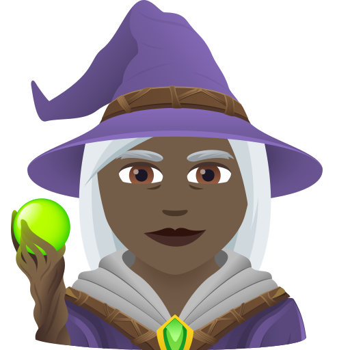Woman Mage: Dark Skin Tone on JoyPixels