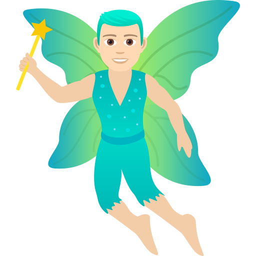 Man Fairy: Light Skin Tone on JoyPixels