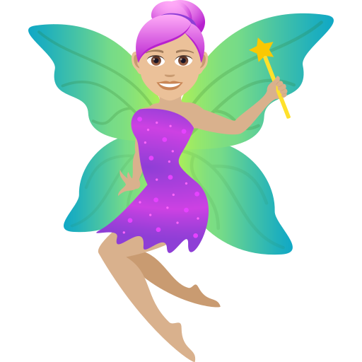 Woman Fairy: Medium-Light Skin Tone on JoyPixels