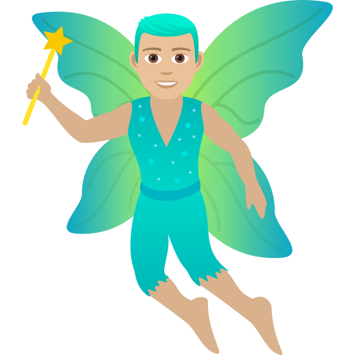 Man Fairy: Medium-Light Skin Tone on JoyPixels