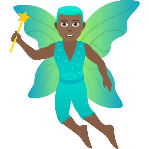 Man Fairy: Medium-Dark Skin Tone on JoyPixels