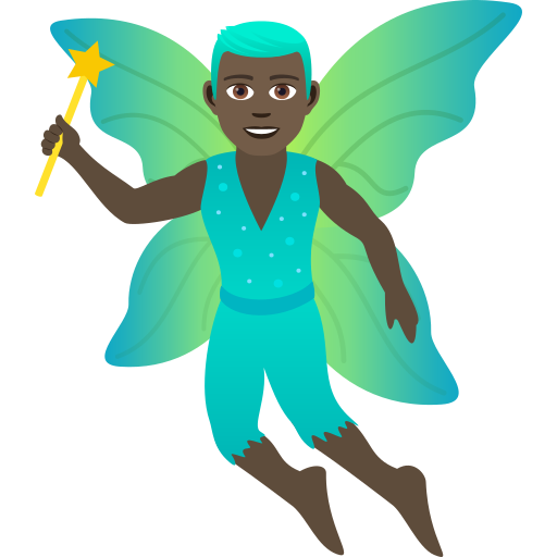 Man Fairy: Dark Skin Tone on JoyPixels