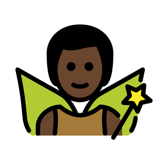 Man Fairy: Dark Skin Tone on OpenMoji