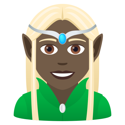 Woman Elf: Dark Skin Tone on JoyPixels