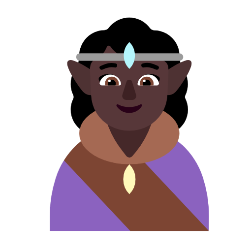 Woman Elf: Dark Skin Tone on Microsoft Fluent
