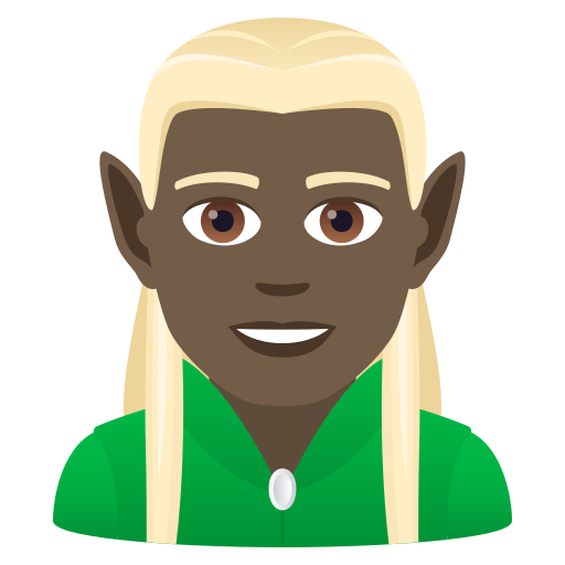 Man Elf: Dark Skin Tone on JoyPixels