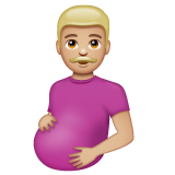 Pregnant Man: Medium-Light Skin Tone on WhatsApp