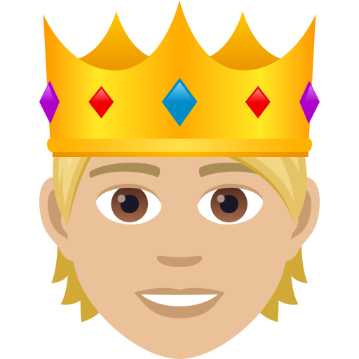 Person With Crown: Medium-Light Skin Tone on JoyPixels