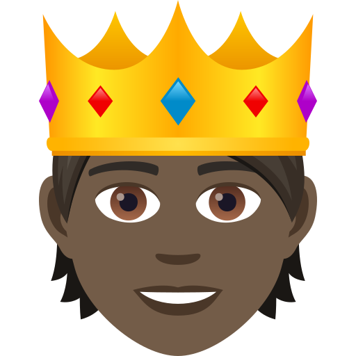 Person With Crown: Dark Skin Tone on JoyPixels