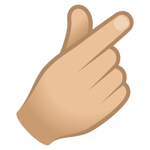 Hand With Index Finger And Thumb Crossed: Medium-Light Skin Tone on JoyPixels