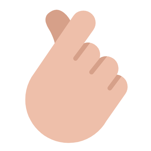 Hand With Index Finger And Thumb Crossed: Medium-Light Skin Tone on Microsoft Fluent