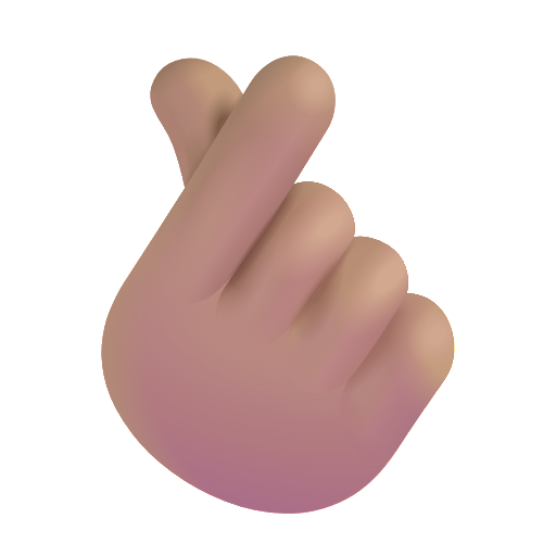 Hand With Index Finger And Thumb Crossed: Medium Skin Tone on Microsoft 3D