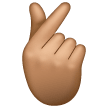 Hand With Index Finger And Thumb Crossed: Medium Skin Tone on Samsung