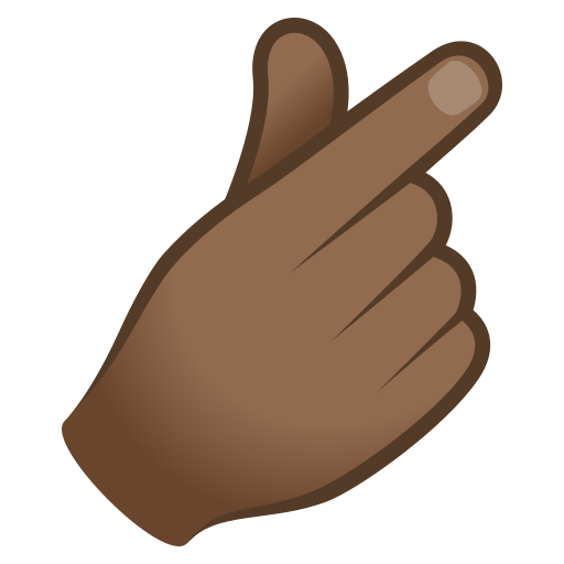 Hand With Index Finger And Thumb Crossed: Medium-Dark Skin Tone on JoyPixels