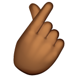 Hand With Index Finger And Thumb Crossed: Medium-Dark Skin Tone on WhatsApp