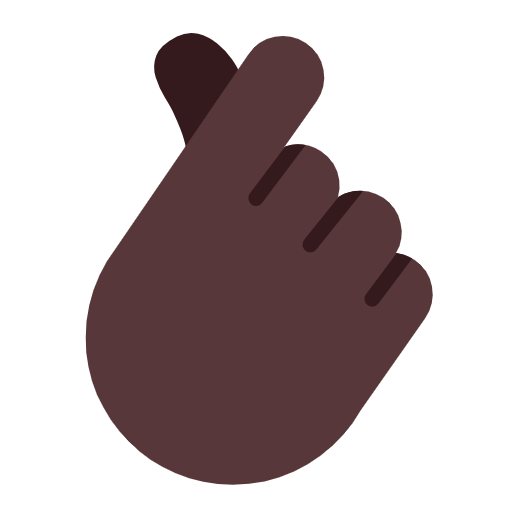 Hand With Index Finger And Thumb Crossed: Dark Skin Tone on Microsoft Fluent
