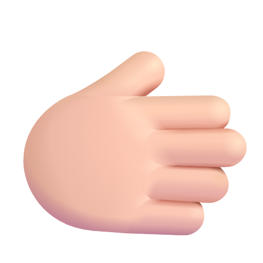Rightwards Hand: Light Skin Tone on Microsoft 3D