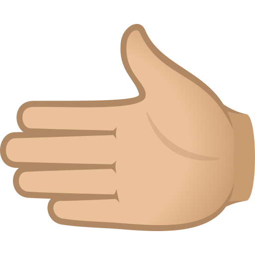 Leftwards Hand: Medium-Light Skin Tone on JoyPixels