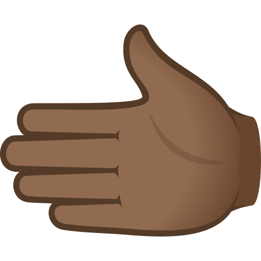 Leftwards Hand: Medium-Dark Skin Tone on JoyPixels